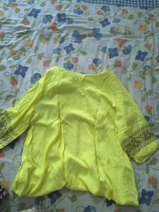 Vibrant Yellow Embroidered Kurta