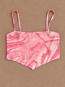 Urbanic Pink Marble Spagetti Crop Top
