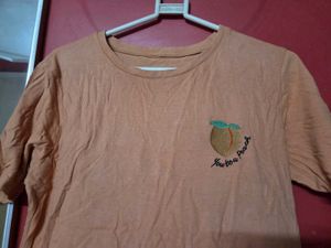 Cute Peach Embroidered T-Shirt
