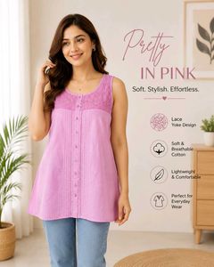 Pretty Pink Cotton Kurta Top