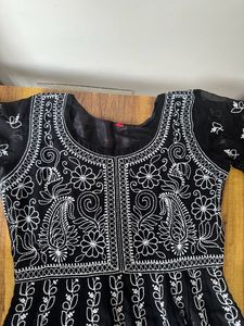 Elegant Black Chikankari Anarkali Dress