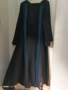 Elegant Blue Stone Work Abaya Gown