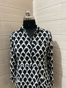 ZARA Stylish Black &amp; White Printed Dress