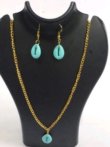 Pendent gold chain eyerring kodi 1 set latest/styl