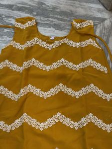 Stylish Mustard Kurta with White Embroidery