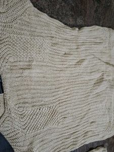 Beige Knitted Sweater with Dark Patches