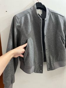 Grey cropped Bomber Jacket
