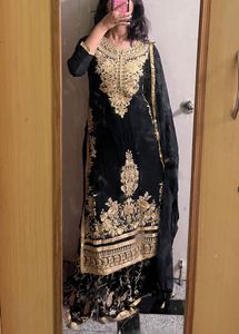 Elegant Black & Gold Embroidered Kurta Set