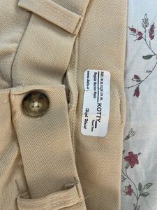 High Waisted Beige Wide Leg Trousers