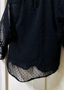 Chic Black Sheer Sleeve Top