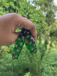 Beautiful Green Bangles with Floral Embellishments