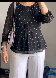 Chic Polka Dot Sheer Top