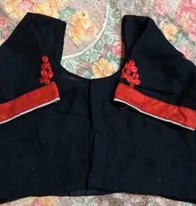 Black Blouse with Red Trim