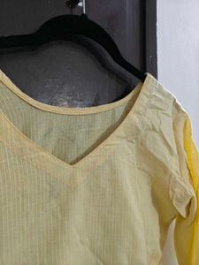 Light Yellow Striped Kurta Top