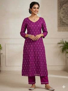Purple Printed Kurta Set with Pants