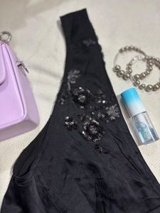 Sparkly Black V-Neck Top