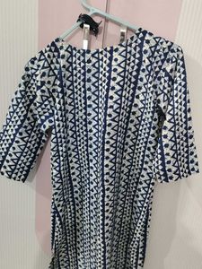 Blue &amp; White Printed Kurta