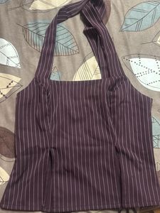 Pinstripe Halter Neck Corset Top
