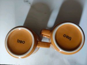 Set of 2 Orange Ceramic Mugs