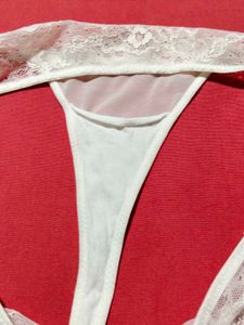 White Lace Thong Panty | Size L