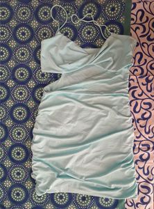 Baby Blue Cut-Out Ruched Mini Dress