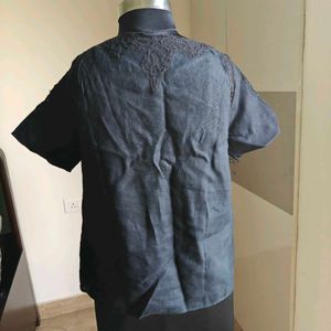 Black linen top