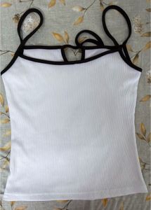 Ribbed White Camisole Top