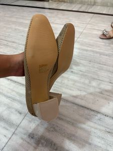 Chic Beige Knit Block Heels