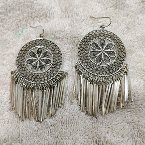silver look alike long earing