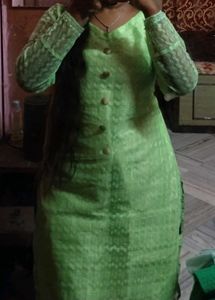 Lime Green Embroidered Kurta