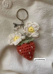Cute Crochet Strawberry 🍓 Keychain