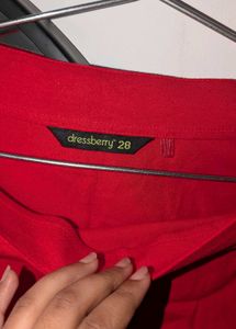 Vibrant Red A-line Mini Skirt