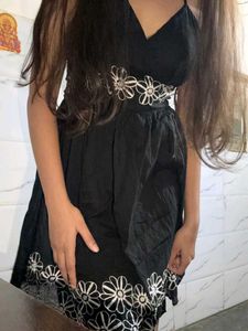 Cute Black Floral Mini Dress