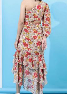 Chic Floral Print one-Piece Dress with cutout
