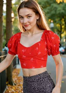 Red Bow Crop Top