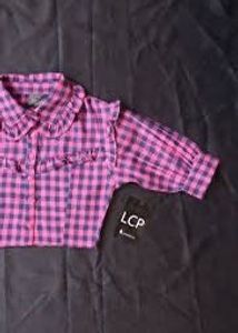 Pink &amp; Navy Gingham Ruffle Top