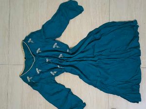 Teal Embroidered Kurta