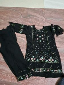 Embellished Black Kurta Set