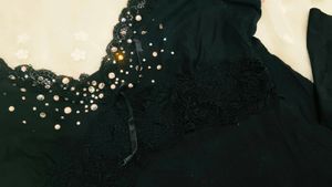 Elegant Black Camisole with Rhinestones