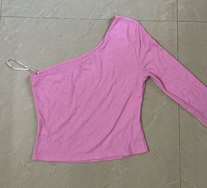 One Shoulder Pink Top