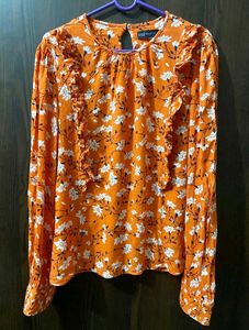 M&S Floral Ruffle Long Sleeve Top