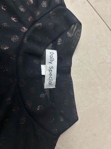 Sheer Black Polka Dot Top