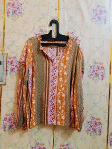 🇳🇿💫🎀Stylish Printed Long Sleeve V-Neck Top