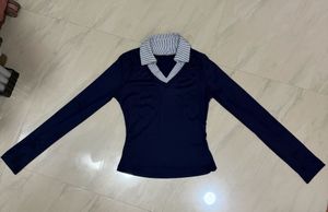 Contrast johny collar top