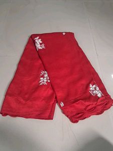 Elegant Red Embroidered Saree