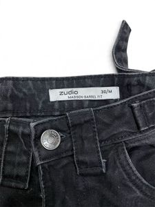 Washed Black Wide Leg Jeans