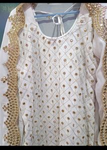 White Kurta with Gold Embellishments