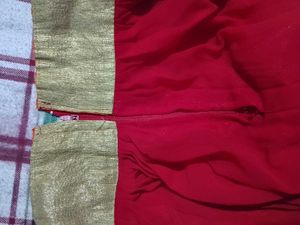 Red long skirt with Embroidered Border