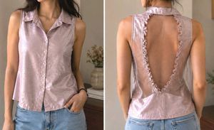 Sheer Back Sleeveless Blouse