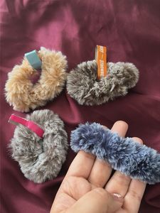 Fuzzy Scrunchie Set - 4 Colors